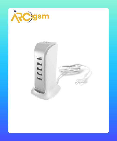 Charger Dudao A5EU 5x USB + power cable (white)